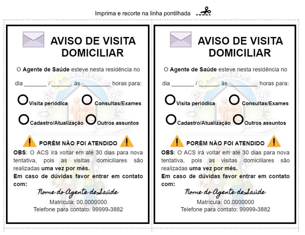 Modelo de Aviso de Visita Domiciliar para pacientes que não estão em casa