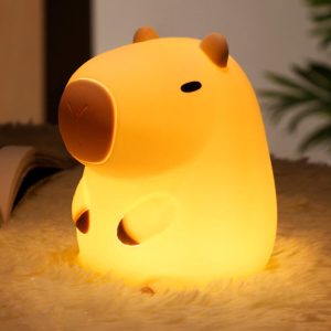 Luminária Lâmpada Noturna LED Silicone Recarregável Abajur Decorativo Infantil Capivara