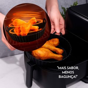 Forma De Silicone Antiaderente Reutilizável Air Fryer 20cm