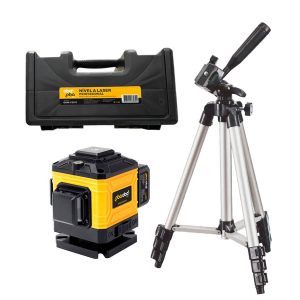 Kit Nível a Laser 3D Profissional com Tripé – 12 Linhas Verdes, Controle Remoto e Bateria Recarregável