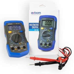 Multímetro Digital Exbom MD-180L Azul Original Iluminado com Beep Sonoro e Medição Precisa