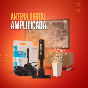 Antena Digital Amplificada Portátil 5m Interna Externa VHF, UHF, FM e HDTV digital