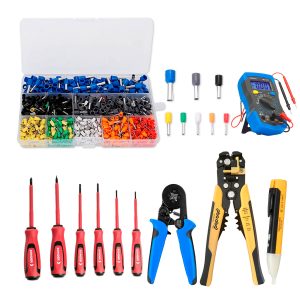 Kit Eletricista Profissional Completo com mais de 1200 itens: Chaves Alicates Terminais Conectores