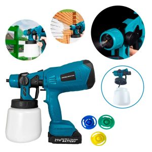 Pistola De Pintura Pulverizadora Portátil sem Fio com 2 baterias Recarregáveis