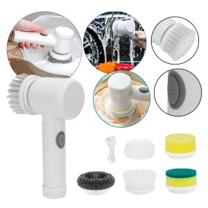 Escova De Limpeza Elétrica 6 Em 1 Giratória Usb Recarregável